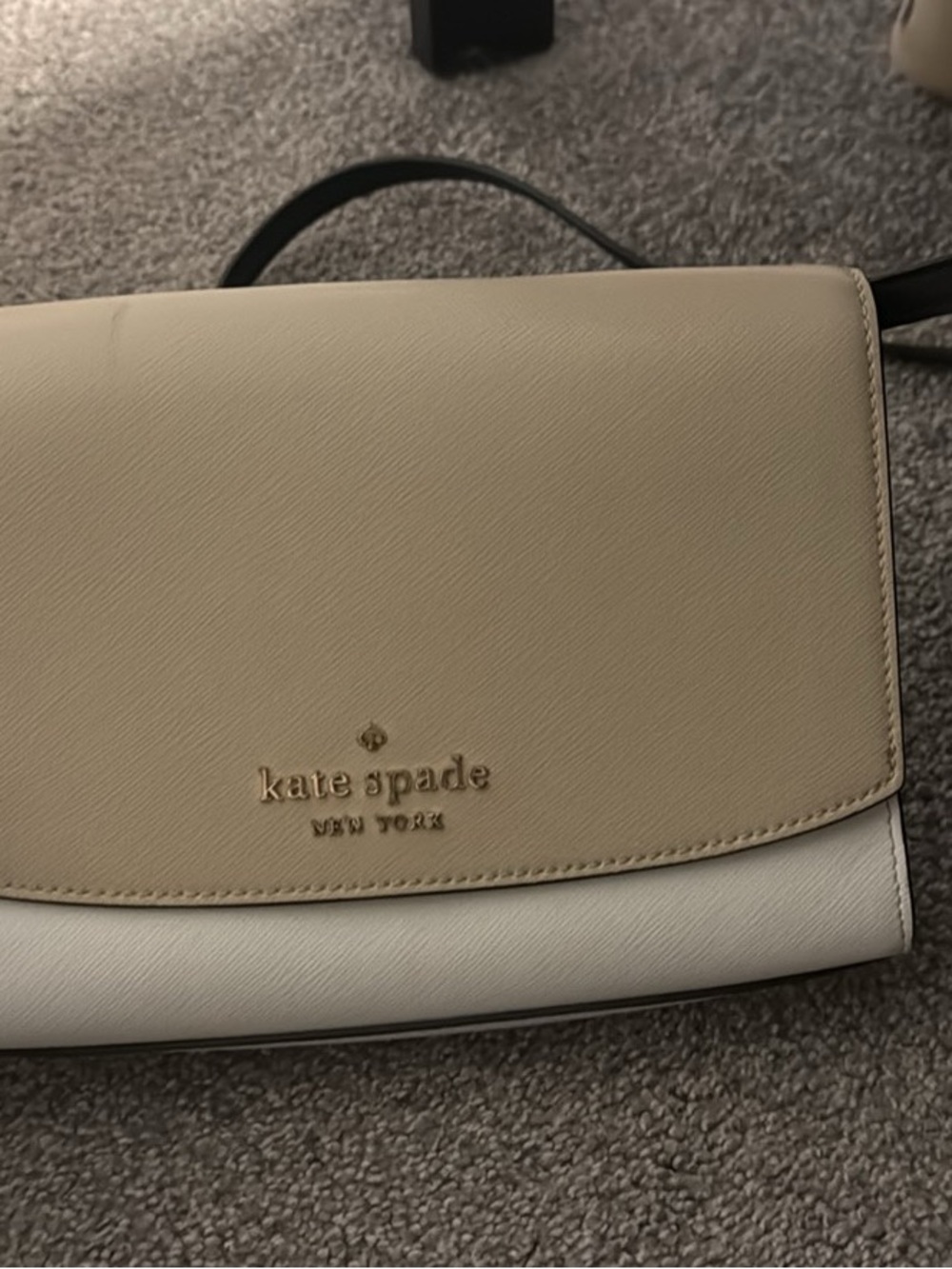 kate spade Two-Tone Cream and White Leather Crossbody with Gold Logo